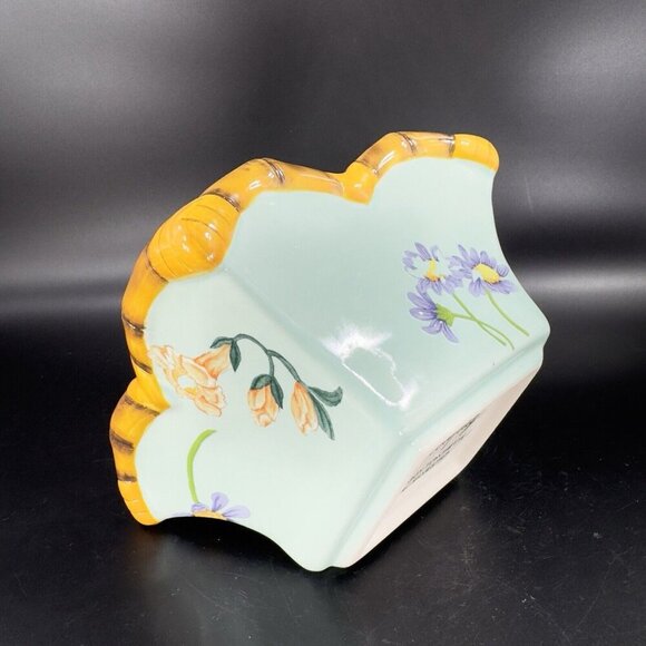Silvestri Decoupage Peggy Turchette Blue Firefly Floral Bowl Planter Ceramic VTG - Picture 11 of 16